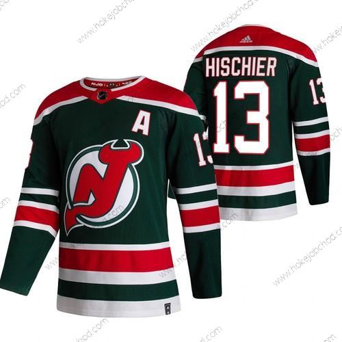 Adidas Muž New Dres Devils #13 Nico Hischier Zelená 2020-21 Obrácený Retro Náhradní NHL Dres