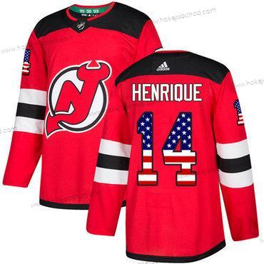 Adidas Muž New Dres Devils #14 Adam Henrique Červené Domácí Autentické USA Flag Sešitý NHL Dres