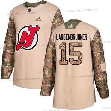 Adidas Muž New Dres Devils #15 Langenbrunner Camo Autentické 2017 Veterans Day Sešitý NHL Dres