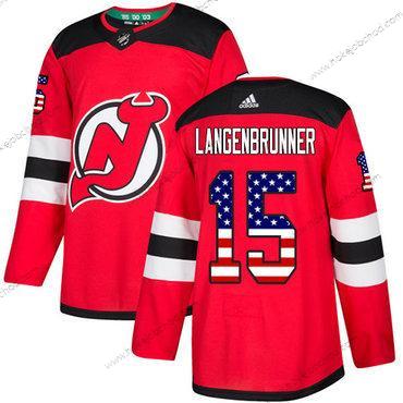 Adidas Muž New Dres Devils #15 Langenbrunner Červené Domácí Autentické USA Flag Sešitý NHL Dres