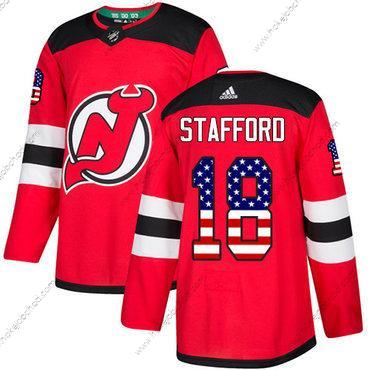 Adidas Muž New Dres Devils #18 Drew Stafford Červené Domácí Autentické USA Flag Sešitý NHL Dres