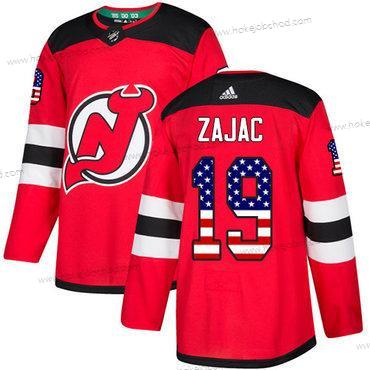 Adidas Muž New Dres Devils #19 Travis Zajac Červené Domácí Autentické USA Flag Sešitý NHL Dres