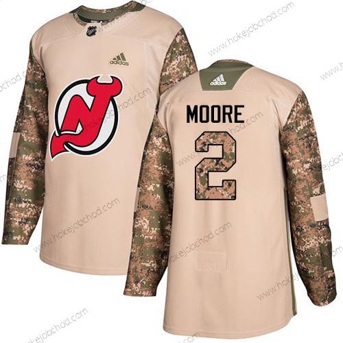 Adidas Muž New Dres Devils #2 John Moore Camo Autentické 2017 Veterans Day Sešitý NHL Dres