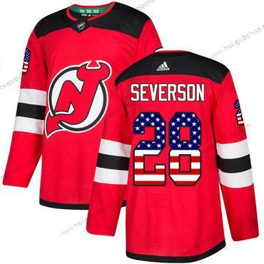 Adidas Muž New Dres Devils #28 Damon Severson Červené Domácí Autentické USA Flag Sešitý NHL Dres