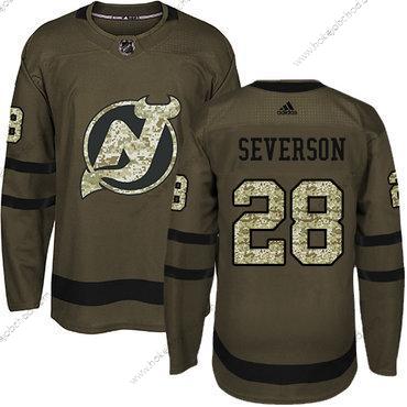 Adidas Muž New Dres Devils #28 Damon Severson Zelená Salute to Service Sešitý NHL Dres