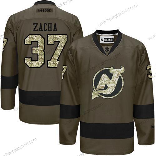 Adidas Muž New Dres Devils #37 Pavel Zacha Zelená Salute to Service Sešitý NHL Dres Verze 2