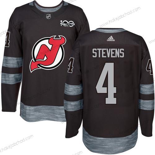 Adidas Muž New Dres Devils #4 Scott Stevens Černá 1917-2017 100th Výročí Sešitý NHL Dres