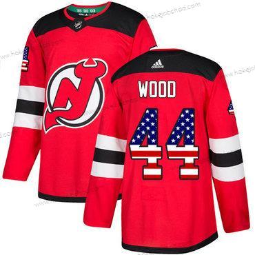 Adidas Muž New Dres Devils #44 Miles Wood Červené Domácí Autentické USA Flag Sešitý NHL Dres