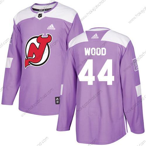 Adidas Muž New Dres Devils #44 Miles Wood Nachový Autentické Bojuje proti rakovině Sešitý NHL Dres