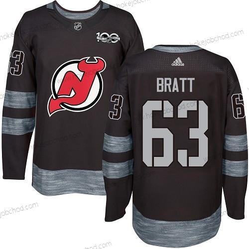 Adidas Muž New Dres Devils #63 Jesper Bratt Černá 1917-2017 100th Výročí Sešitý NHL Dres