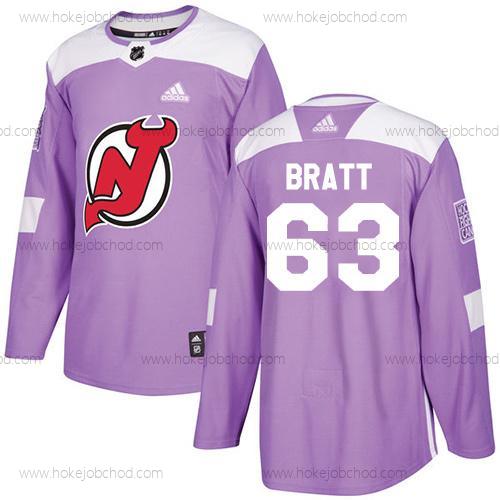 Adidas Muž New Dres Devils #63 Jesper Bratt Nachový Autentické Bojuje proti rakovině Sešitý NHL Dres