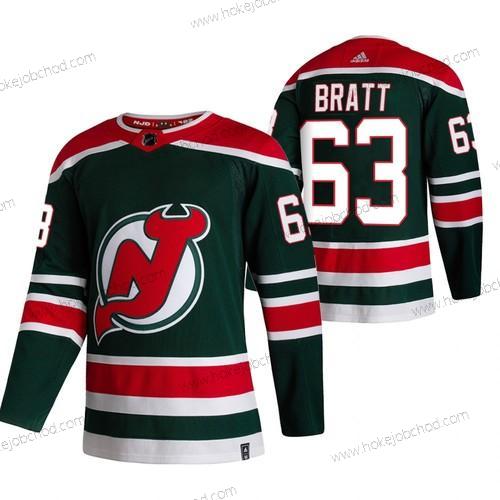 Adidas Muž New Dres Devils #63 Jesper Bratt Zelená 2020-21 Obrácený Retro Náhradní NHL Dres