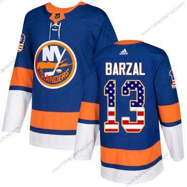 Adidas Muž New York Islanders #13 Mathew Barzal Royal Modrý Domácí Autentické USA Flag Sešitý NHL Dres