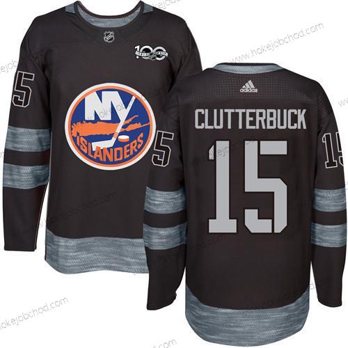 Adidas Muž New York Islanders #15 Cal Clutterbuck Černá 1917-2017 100th Výročí Sešitý NHL Dres