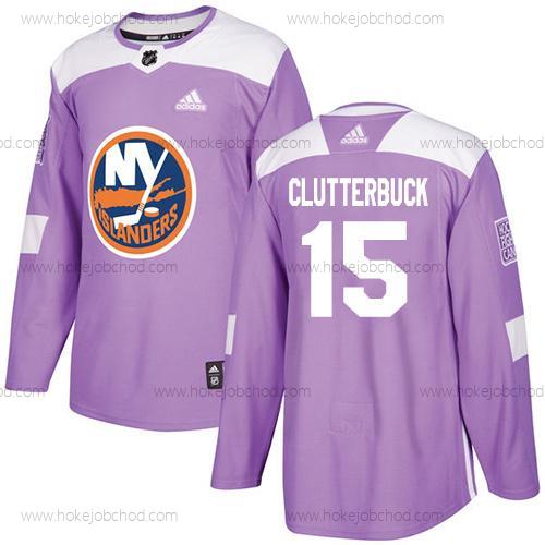 Adidas Muž New York Islanders #15 Cal Clutterbuck Nachový Autentické Bojuje proti rakovině Sešitý NHL Dres