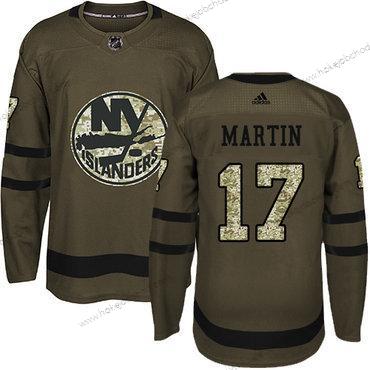 Adidas Muž New York Islanders #17 Matt Martin Zelená Salute to Service Sešitý NHL Dres