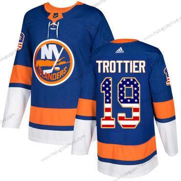 Adidas Muž New York Islanders #19 Bryan Trottier Royal Modrý Domácí Autentické USA Flag Sešitý NHL Dres