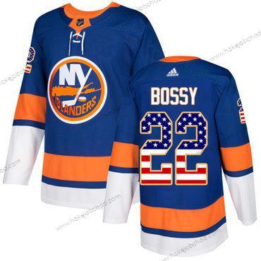 Adidas Muž New York Islanders #22 Mike Bossy Royal Modrý Domácí Autentické USA Flag Sešitý NHL Dres