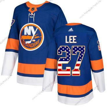 Adidas Muž New York Islanders #27 Anders Lee Royal Modrý Domácí Autentické USA Flag Sešitý NHL Dres