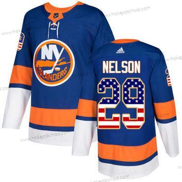 Adidas Muž New York Islanders #29 Brock Nelson Royal Modrý Domácí Autentické USA Flag Sešitý NHL Dres