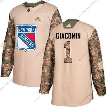 Adidas Muž New York Rangers #1 Eddie Giacomin Camo Autentické 2017 Veterans Day Sešitý NHL Dres