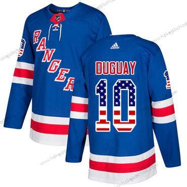 Adidas Muž New York Rangers #10 Ron Duguay Royal Modrý Domácí Autentické USA Flag Sešitý NHL Dres