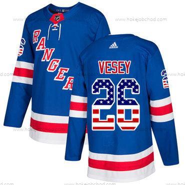 Adidas Muž New York Rangers #26 Jimmy Vesey Royal Modrý Domácí Autentické USA Flag Sešitý NHL Dres