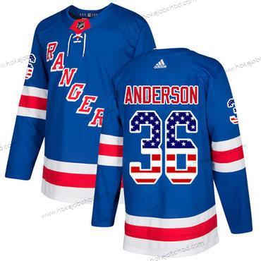 Adidas Muž New York Rangers #36 Glenn Anderson Royal Modrý Domácí Autentické USA Flag Sešitý NHL Dres