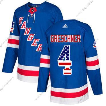 Adidas Muž New York Rangers #4 Ron Greschner Royal Modrý Domácí Autentické USA Flag Sešitý NHL Dres