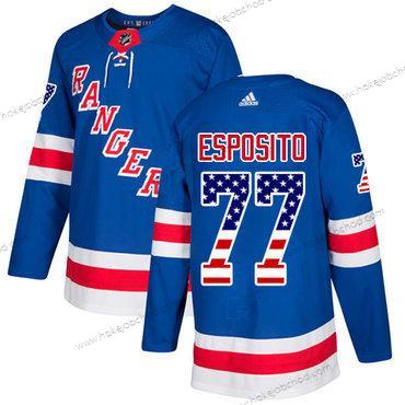 Adidas Muž New York Rangers #77 Phil Esposito Royal Modrý Domácí Autentické USA Flag Sešitý NHL Dres