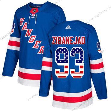 Adidas Muž New York Rangers #93 Mika Zibanejad Royal Modrý Domácí Autentické USA Flag Sešitý NHL Dres