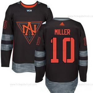 Adidas Muž North Amerika Hokejový #10 J T Miller Černá 2016 World Cup Of Hokejový Sešitý WCH Game Dres