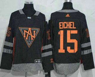 Adidas Muž North Amerika Hokejový #15 Jack Eichel Černá 2016 World Cup Of Hokejový Sešitý WCH Game Dres