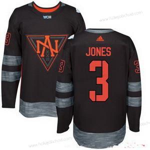 Adidas Muž North Amerika Hokejový #3 Seth Jones Černá 2016 World Cup Of Hokejový Sešitý WCH Game Dres