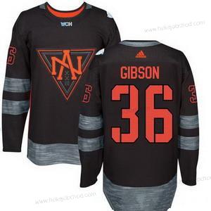 Adidas Muž North Amerika Hokejový #36 John Gibson Černá 2016 World Cup Of Hokejový Sešitý WCH Game Dres