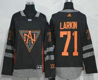 Adidas Muž North Amerika Hokejový #71 Dylan Larkin Černá 2016 World Cup Of Hokejový Sešitý WCH Game Dres