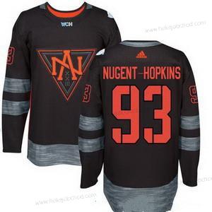 Adidas Muž North Amerika Hokejový #93 Ryan Nugent Hopkins Černá 2016 World Cup Of Hokejový Sešitý WCH Game Dres