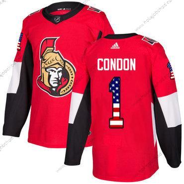 Adidas Muž Ottawa Senators #1 Mike Condon Červené Domácí Autentické USA Flag Sešitý NHL Dres