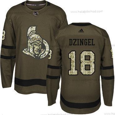 Adidas Muž Ottawa Senators #18 Ryan Dzingel Zelená Salute to Service Sešitý NHL Dres