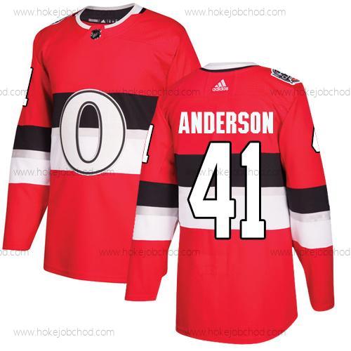 Adidas Muž Ottawa Senators #41 Craig Anderson Červené Autentické 1917-2017 100th Klasický Sešitý NHL Dres