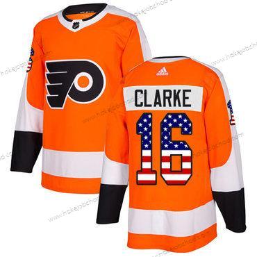 Adidas Muž Philadelphia Flyers #16 Bobby Clarke Oranžová Domácí Autentické USA Flag Sešitý NHL Dres