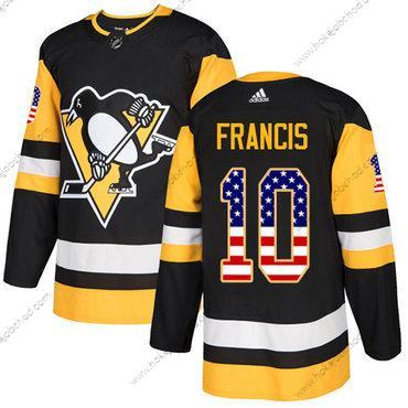 Adidas Muž Pittsburgh Penguins #10 Ron Francis Černá Domácí Autentické USA Flag Sešitý NHL Dres