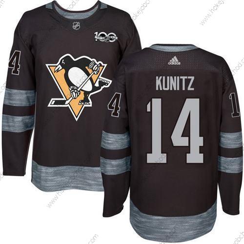 Adidas Muž Pittsburgh Penguins #14 Chris Kunitz Černá 100th Výročí Sešitý NHL 2017 Hokejový Dres