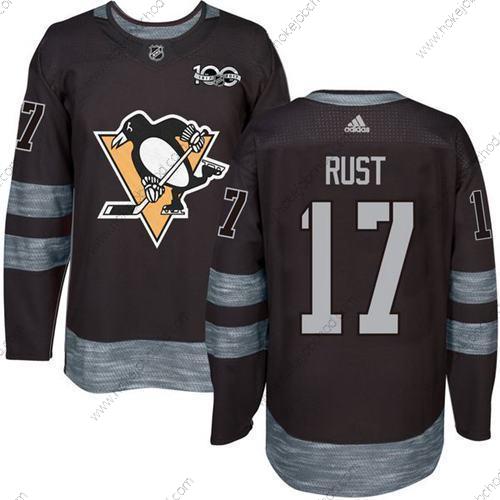 Adidas Muž Pittsburgh Penguins #17 Bryan Rust Černá 100th Výročí Sešitý NHL 2017 Hokejový Dres