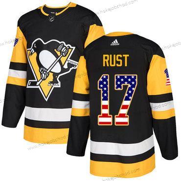 Adidas Muž Pittsburgh Penguins #17 Bryan Rust Černá Domácí Autentické USA Flag Sešitý NHL Dres