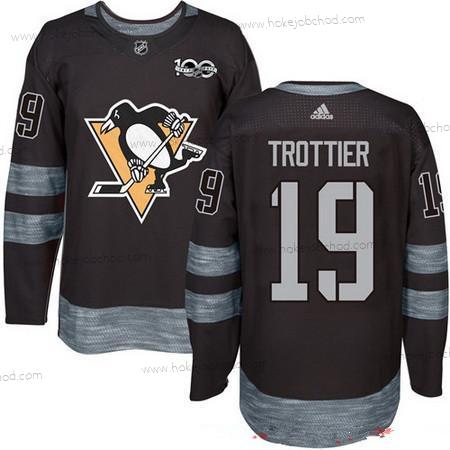 Adidas Muž Pittsburgh Penguins #19 Bryan Trottier Černá 100th Výročí Sešitý NHL 2017 Hokejový Dres