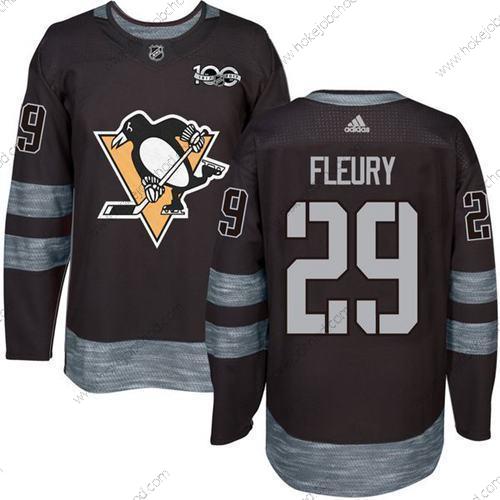 Adidas Muž Pittsburgh Penguins #29 Marc-Andre Fleury Černá 100th Výročí Sešitý NHL 2017 Hokejový Dres