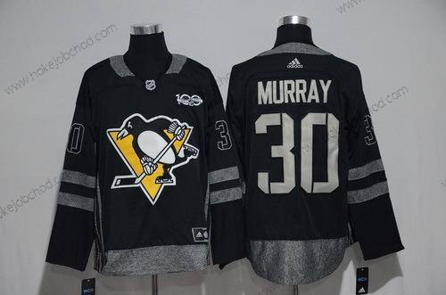 Adidas Muž Pittsburgh Penguins #30 Matt Murray Černá 100th Výročí Sešitý NHL 2017 Hokejový Dres