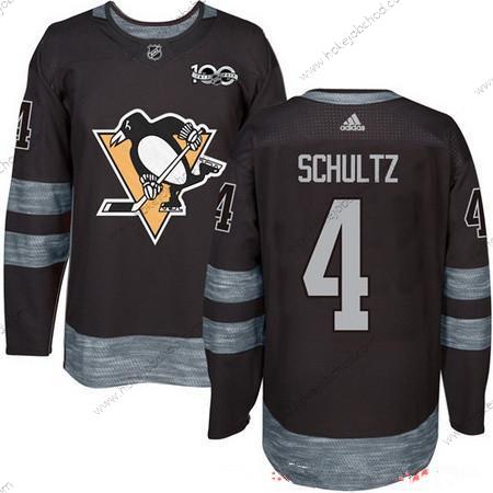 Adidas Muž Pittsburgh Penguins #4 Justin Schultz Černá 100th Výročí Sešitý NHL 2017 Hokejový Dres