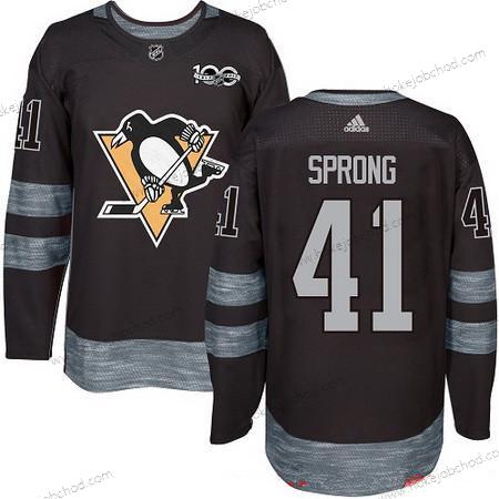 Adidas Muž Pittsburgh Penguins #41 Daniel Sprong Černá 100th Výročí Sešitý NHL 2017 Hokejový Dres